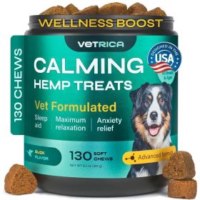 Hemp Calming Chews for Dog Anxiety Relief Duck Favor Calming Treats for Dogs Stress Separation Anxiety Relief Storms Hemp Seed Oil Calming Chews