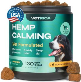Calming Chews for Dogs Chicken Flavor All Canine Breeds Vet Visits Travel 130 Chews