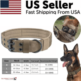 2 Wide Tactical Heavy Duty Nylon Large Dog Collar K9 Military With Metal Buckle (Option: Brown-XL)