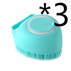 Silicone Dog Bath Massage Gloves Brush Pet Cat Bathroom Cleaning Tool Comb Brush For Dog Can Pour Shampoo Dog Grooming Supplies (Option: Green 3PC-Heartshaped)