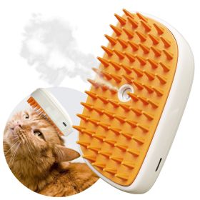 4 In 1 Cat Steam Brush, Anti Static Shedding Spray Comb, Hair Removal, Mist Indoor Steamy Grooming Brush For Dog, Water Spritz Defur Cepillo, Spa (Color: Orange)