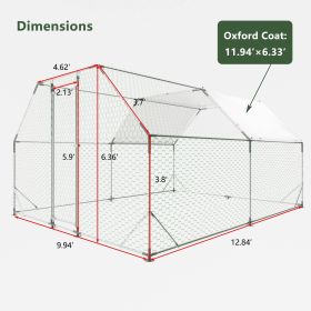 Galvanized Metal Walk-in Chicken Coop Cage With Poultry Run Hutch Hen House (Option: 3x4m)