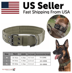 Wide Tactical Heavy Duty Nylon Large Dog Collar K9 Military With Metal Buckle (Option: Green-XL)