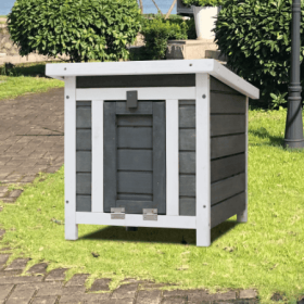 Weatherproof Wooden Outdoor Rabbit Hutch Lockable Door Openable Top Indoor For Small Animals (Option: Gray)