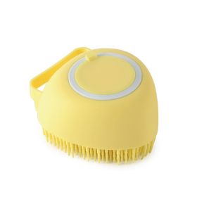 Silicone Dog Bath Massage Gloves Brush Pet Cat Bathroom Cleaning Tool Comb Brush For Dog Can Pour Shampoo Dog Grooming Supplies (Option: Yellow-Heartshaped)