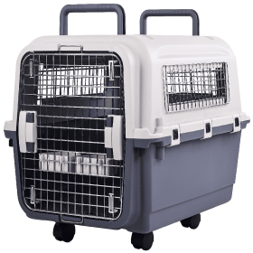 Only Supports Self Pickup  Plastic Dog Kennel, Pet Transport, Rolling Plastic Airline Approved Wire Door Travelling Dog Crate, Small-Medium-Large (size: medium)