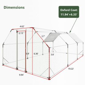 Galvanized Metal Walk-in Chicken Coop Cage With Poultry Run Hutch Hen House (Option: 3x6m)
