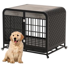 Heavy Duty Dog Crate Furniture Wooden Table 33inch Grey (Color: Grey)