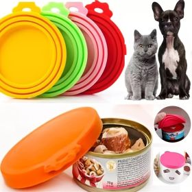 Pet Food Can Covers; Universal Safe Silicone Dog & Cat Food Can Lids; pack of 2 (Color: DEEP BLUE)