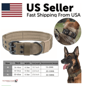 Wide Tactical Heavy Duty Nylon Large Dog Collar K9 Military With Metal Buckle (Option: Brown-M)
